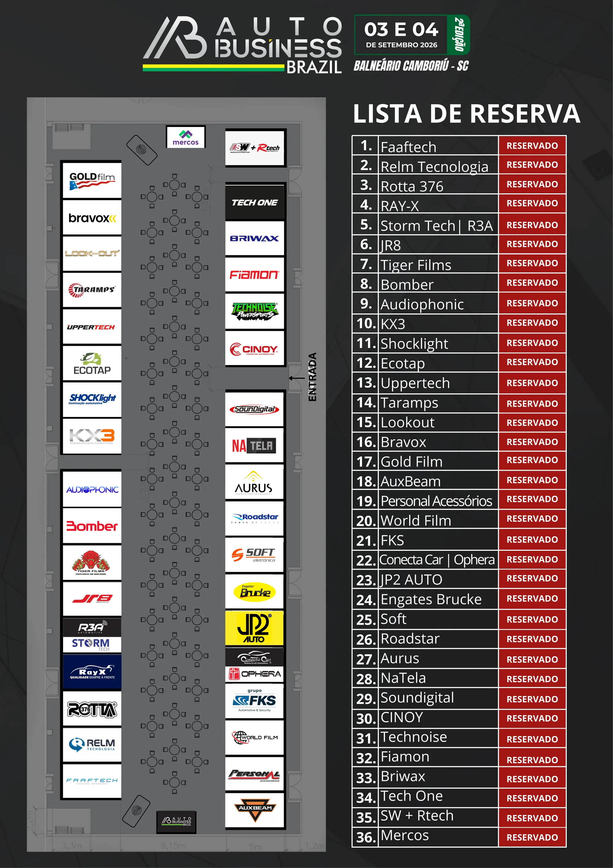 Mapa do evento - 36 estandes